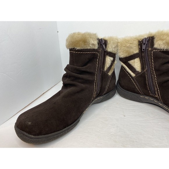 Bare Traps Lauree Boots 8M Brown Suede with Faux Fur Lining Zip Side - Picture 13 of 13